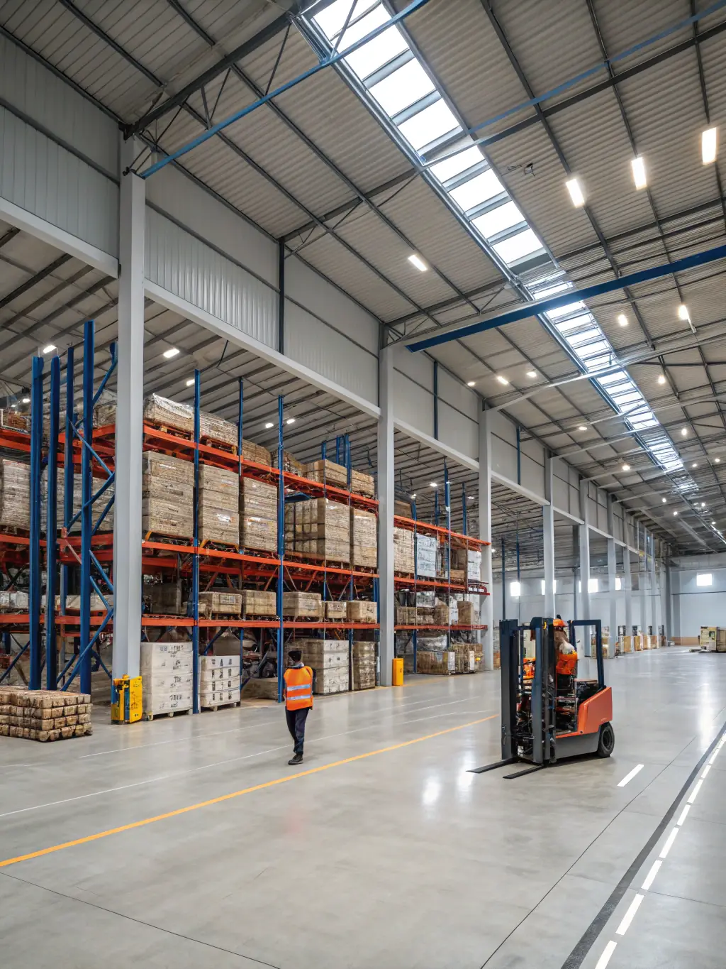 A brightly lit, organized microwarehousing space with various sized storage units, some containing art supplies and others small business inventory, showcasing the diversity of items stored.